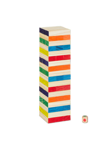 relaxdays Wackelturm in Bunt - (B)7,5 x (H)27 x (T)7,5 cm