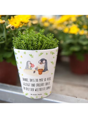 Mr. & Mrs. Panda Blumenkübel Pinguin Opa Blumen pflanzen mit Spruch in Weiß
