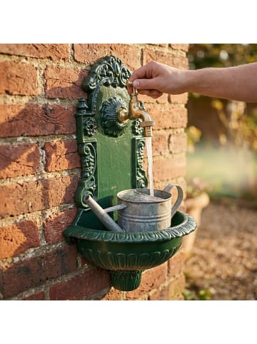 relaxdays Wandbrunnen in Grün - (B)24,5x (H)40 x (T)13 cm