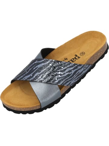 palado Pantoletten in grau zebra glitzer