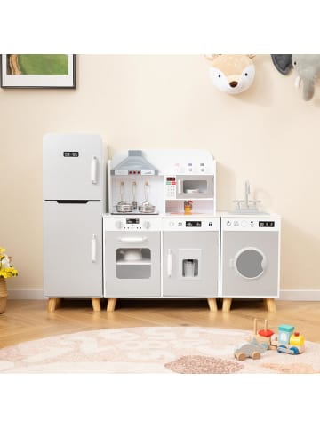 COSTWAY Kinderküche mit Zubehör in Grau