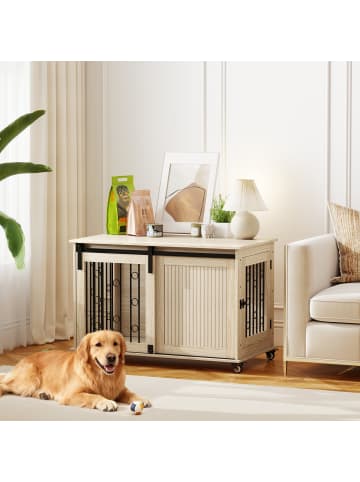 Pawhut Hundekäfig Eiche 100L x 56B x 65H cm