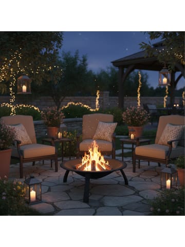 relaxdays Feuerschale in Schwarz - (H)37 x Ø 60 cm