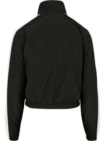 Urban Classics Urban Classics Damen Ladies Short Striped Crinkle Track Jacket in blk/wht