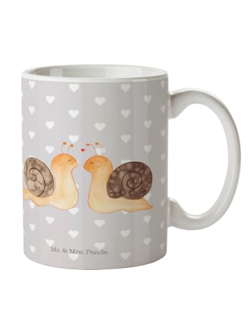 Mr. & Mrs. Panda Kaffeetasse Schnecken Liebe ohne Spruch in Grau Pastell