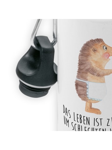 Mr. & Mrs. Panda Trinkflasche Igel Wein mit Spruch in Weiß