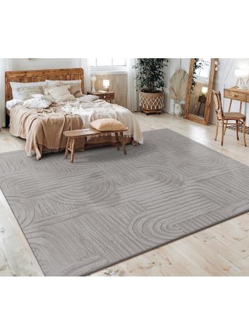 KADIMA DESIGN Teppich Kurzflor waschbar Unifarben Struktur Wohnzimmer in Grau