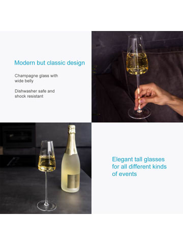 Intirilife Champagner Glas Set Sekt Prosecco in 2x 220 ml Transparent