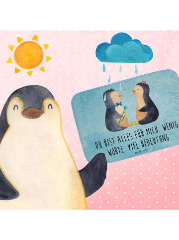 Mr. & Mrs. Panda Badteppich Pinguin Pärchen mit Spruch in Eisblau