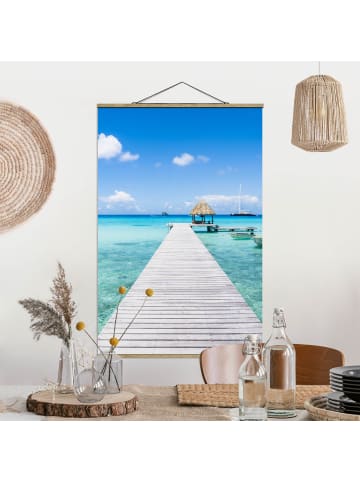 WALLART Stoffbild mit Posterleisten - Urlaub in den Tropen in Türkis