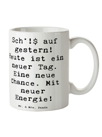 Mr. & Mrs. Panda Becher Spruch Selbstzweifel Neuanfang mit Spruch in Weiß