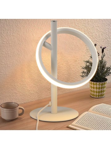 ZMH Tischleuchte LED in weiß 3000K Warmweiß Ringe Design 6W Schlafzimmerlampe