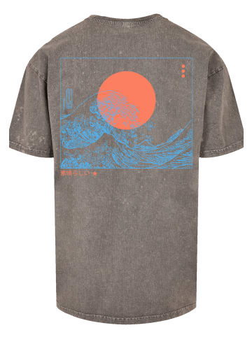 F4NT4STIC Herren Oversize T-Shirt Kanagawa Welle in Asphalt