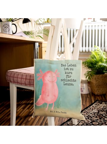 Mr. & Mrs. Panda Shopper Axolotl Glücklich Design mit Spruch in Weiß