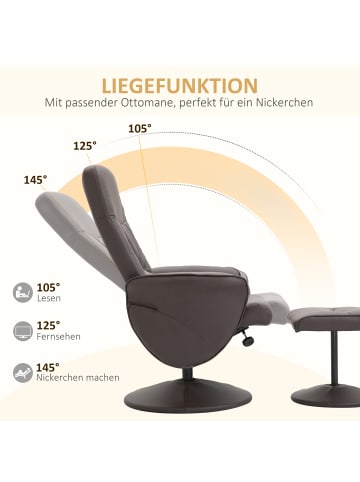 HOMCOM Relaxsessel in Braun 81L x 76B x 101H cm