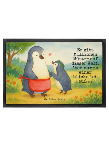 Mr. & Mrs. Panda Fussmatte Pinguin mit Kind Design mit Spruch in Weiß