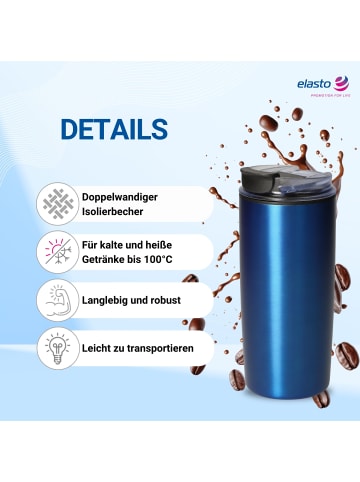elasto Kaffeebecher "Arabica" in blau - 450 ml