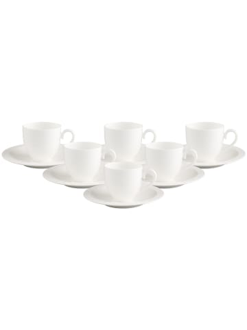Villeroy & Boch 6er Set Espressotassen mit Untertassen White Pearl in Weiß 70 ml in weiß