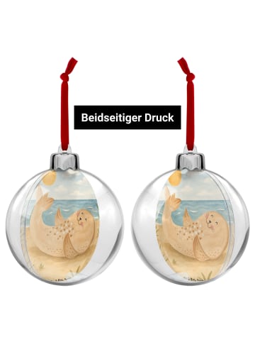 Mr. & Mrs. Panda Weihnachtskugel Robbe Liegen Design ohne Spruch in Weiß