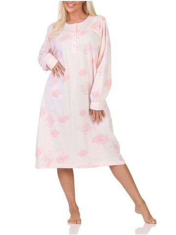 NORMANN Langarm Nachthemd klassische Design Knopfleiste am Hals - 87418 in rose
