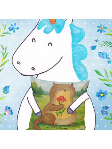 Mr. & Mrs. Panda wohnzimmer kissen Otter Blumenstrauß Design ohn... in Weiß