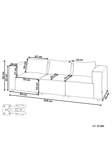 Beliani 3-tlg Modulsofa AXEBO in Weiß