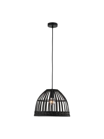 home24 home24 1-flammige Pendelleuchte aus Eisen & Rattan in Beige, 35 x 150 x 35 cm in Schwarz