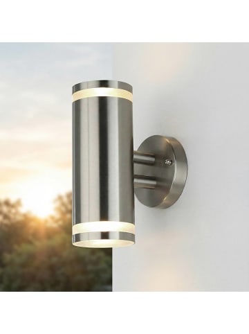 Licht-Erlebnisse Außen Wandlampe EEK D (B)8.9 x (H)23 cm in EdelstahlEdelstahl