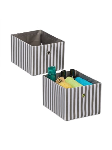 relaxdays 2 x Aufbewahrungsbox in Grau/ Weiß - (B)20 x (H)16 x (T)25 cm