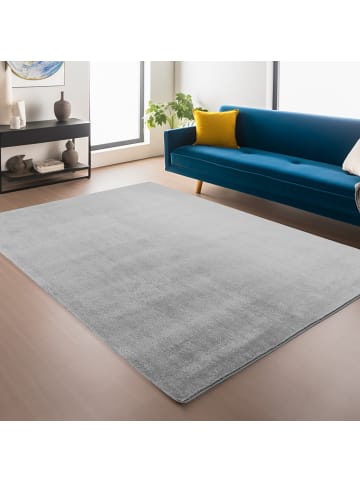 KADIMA DESIGN Teppich Kurzflor Unifarben Polyester Antirutsch Wohnzimmer in Silber