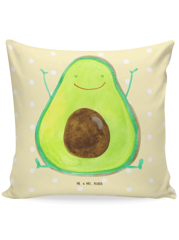 Mr. & Mrs. Panda Sofakissen Avocado Glücklich ohne Spruch in Gelb Pastell