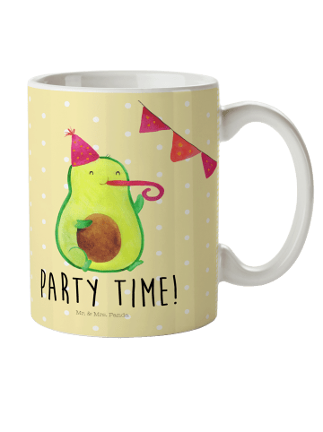 Mr. & Mrs. Panda Kaffeebecher Avocado Party Zeit mit Spruch in Gelb Pastell