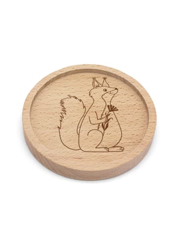 Mr. & Mrs. Panda Holz Untersetzer Eichhörnchen Blume ohne Spruch in Transparent