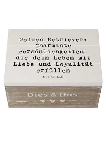 Mr. & Mrs. Panda Box Spruch Golden Retriever Charme mit Spruch in Weiß