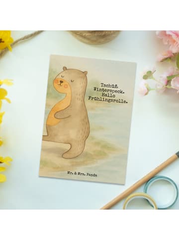 Mr. & Mrs. Panda Postkarte Otter Bauch Design mit Spruch in Weiß