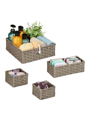 relaxdays 4tlg. Aufbewahrungskorb Set in Grau