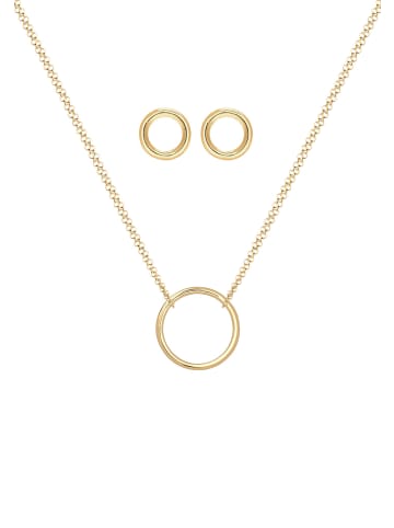 Elli Schmuckset 925 Sterling Silber Geo, Kreis in Gold