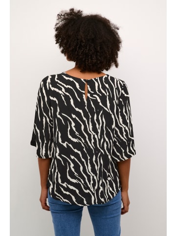 Kaffe Langarm-Bluse KAamber Regular fit in Black / Antique Zebra Print