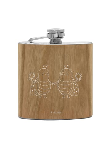 Mr. & Mrs. Panda Flachmann Sternzeichen Zwilling ohne Spruch in Braun