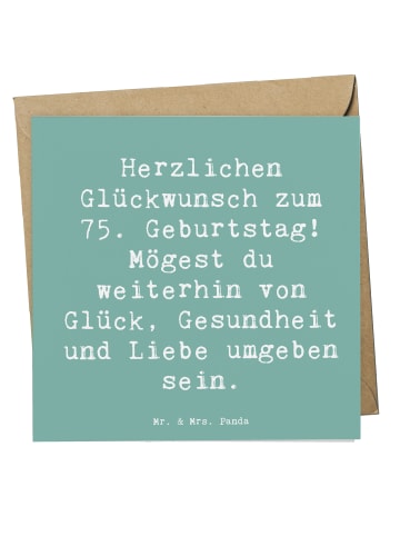 Mr. & Mrs. Panda Einladungskarte Spruch 75. Geburtstag mit Spruch in Meeresbrise