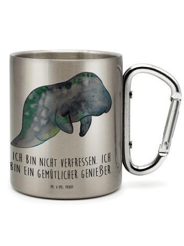 Mr. & Mrs. Panda Kaffeetasse Seekuh Chillen mit Spruch in Silber