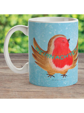 Mr. & Mrs. Panda Plastikbecher Rotkehlchen Weihnachten ohne Spruch in Eisblau