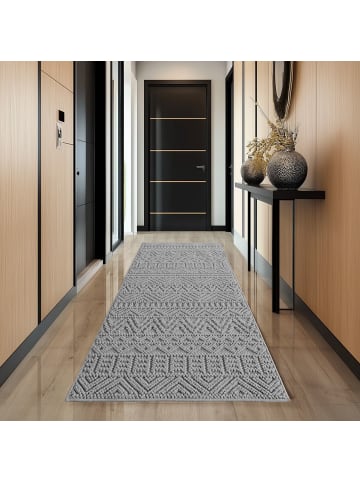 Kurzflor Teppich Helix 2202 Läufer in Silber