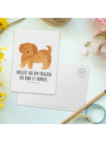 Mr. & Mrs. Panda Ansichtskarte Hund Flauschig mit Spruch in Weiß