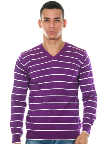 FIOCEO Pullover in purple/weiss