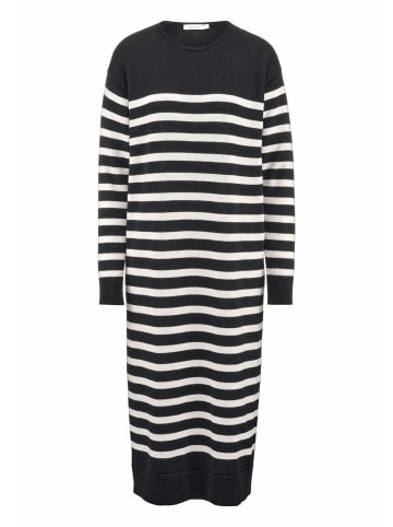 Hessnatur Strickkleid Streifen Midi Relaxed in schwarz
