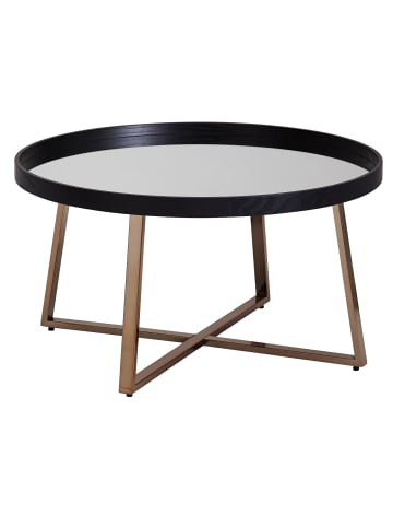 KADIMA DESIGN Design Couchtisch Rund Ø 78 cm Dunkel-Gold mit Spiegel Glasplatte