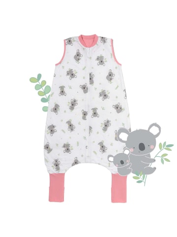 Schlummersack Schlafsack mit Füßen und umklappbaren Bündchen, 1.0 TOG in Rosa-Weiß