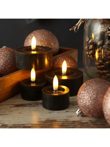 Adilina 2x LED Mini Teelichter Lina Rustik Optik Echtwachs D: 4,5cm in schwarz