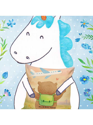 Mr. & Mrs. Panda Dekokissen Bär Flugzeug Design ohne Spruch in Weiß